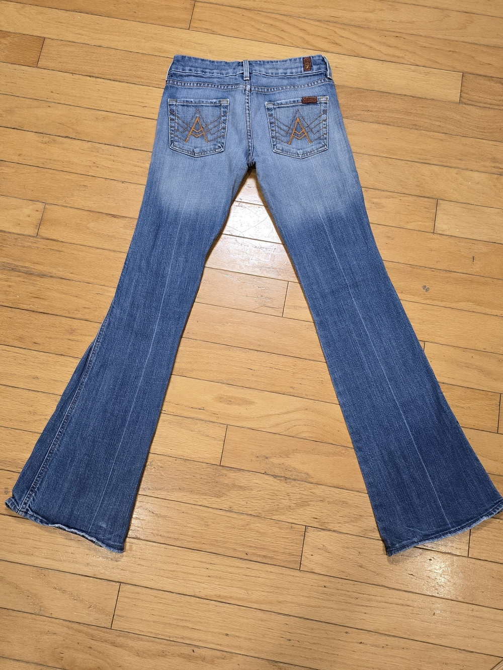 Women's Blue Flared Jeans with Embroidered Back Pockets